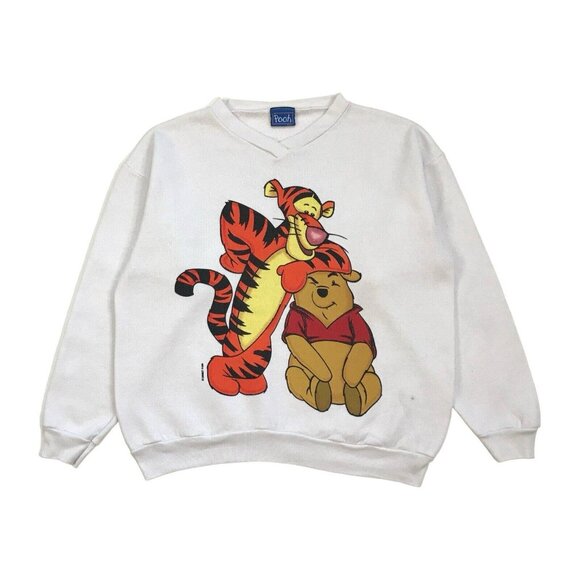 VINTAGE WINNIE THE POOH SWEATSHIRT XL TIGGER CREWNECK PULLOVER DISNEY DISNEYLAND - Picture 1 of 3
